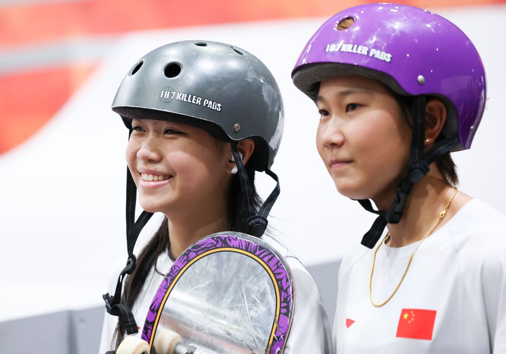 亚运会丨中国选手朱沅铃获得滑板街式女子冠军